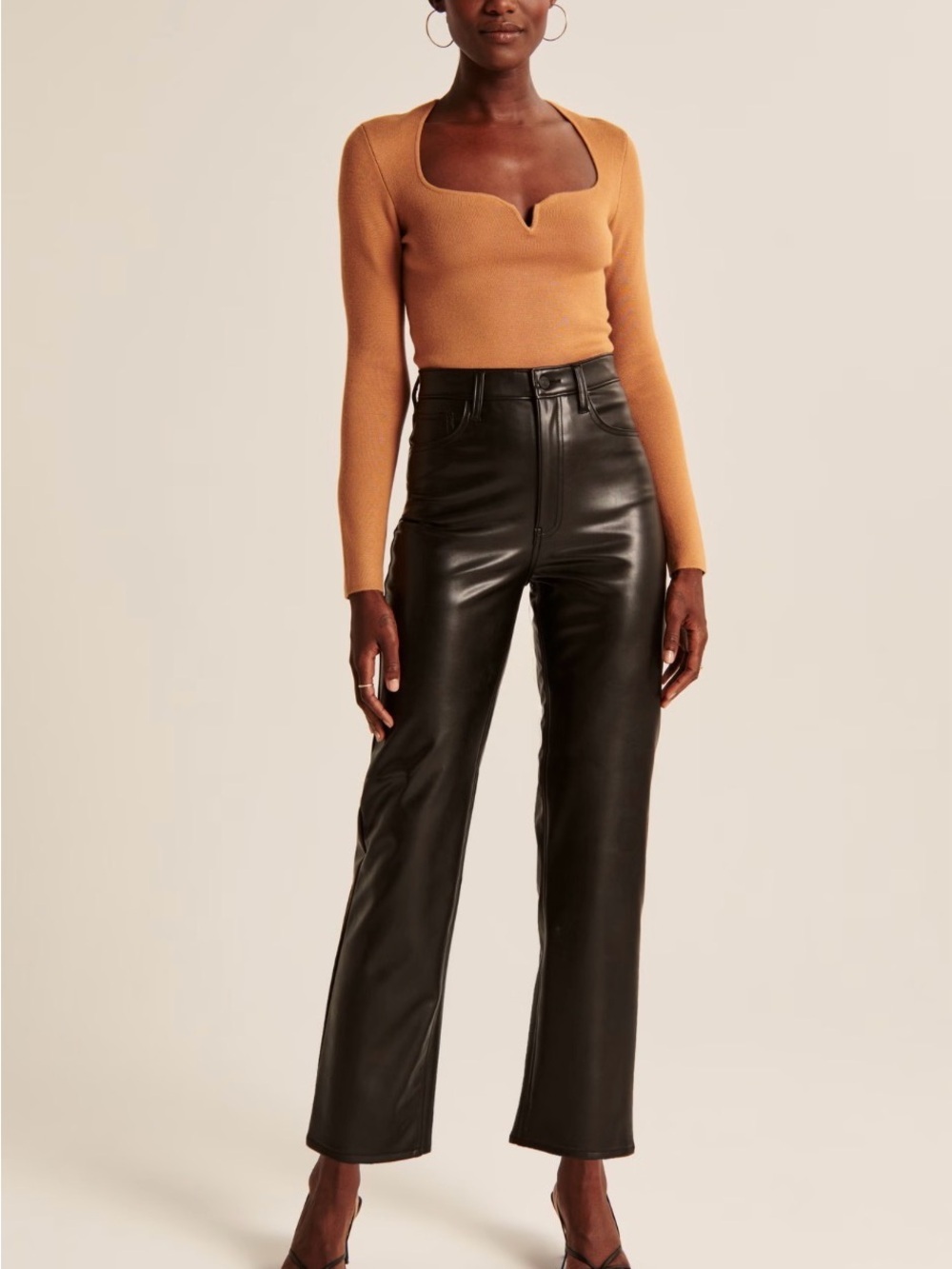 Abercrombie & Fitch Vegan Leather Ankle Straight Pants